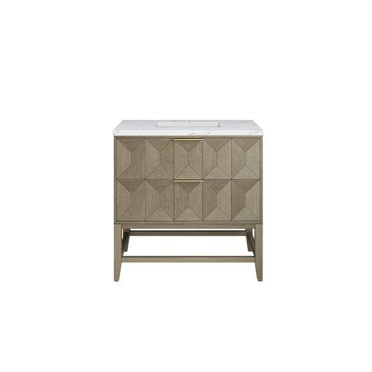 Emmeline 36" Single Vanity, Pebble Oak w/ 3CM Etehreal Noctis Top James Martin Vanities