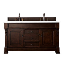 Load image into Gallery viewer, Brookfield 60&quot; Double Vanity, Burnished Mahogany w/ 3 CM Classic White Quartz Top James Martin Vanities