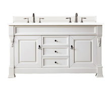 Load image into Gallery viewer, Brookfield 60&quot; Double Vanity, Bright White w/ 3 CM White Zeus Quartz Top James Martin Vanities