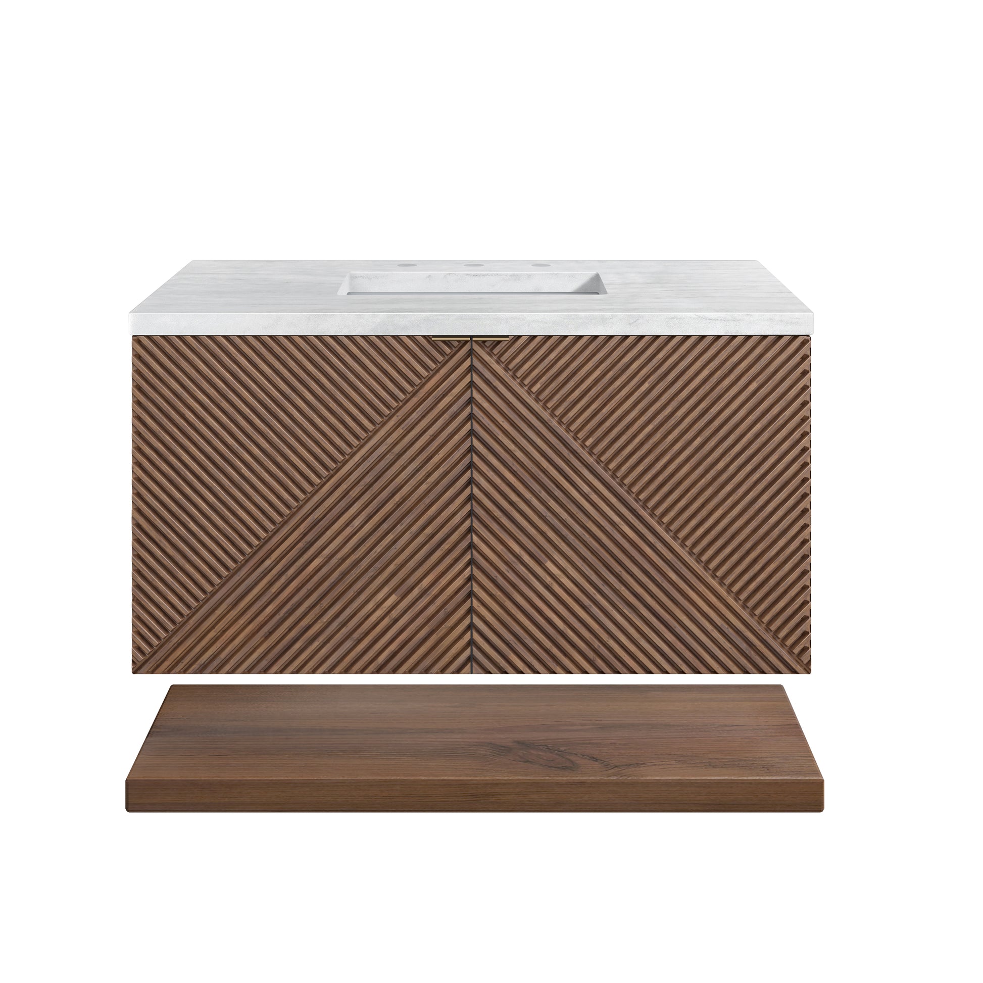 Marcello 36" Single Vanity, Chestnut w/ 3CM Arctic Fall Top James Martin Vanities