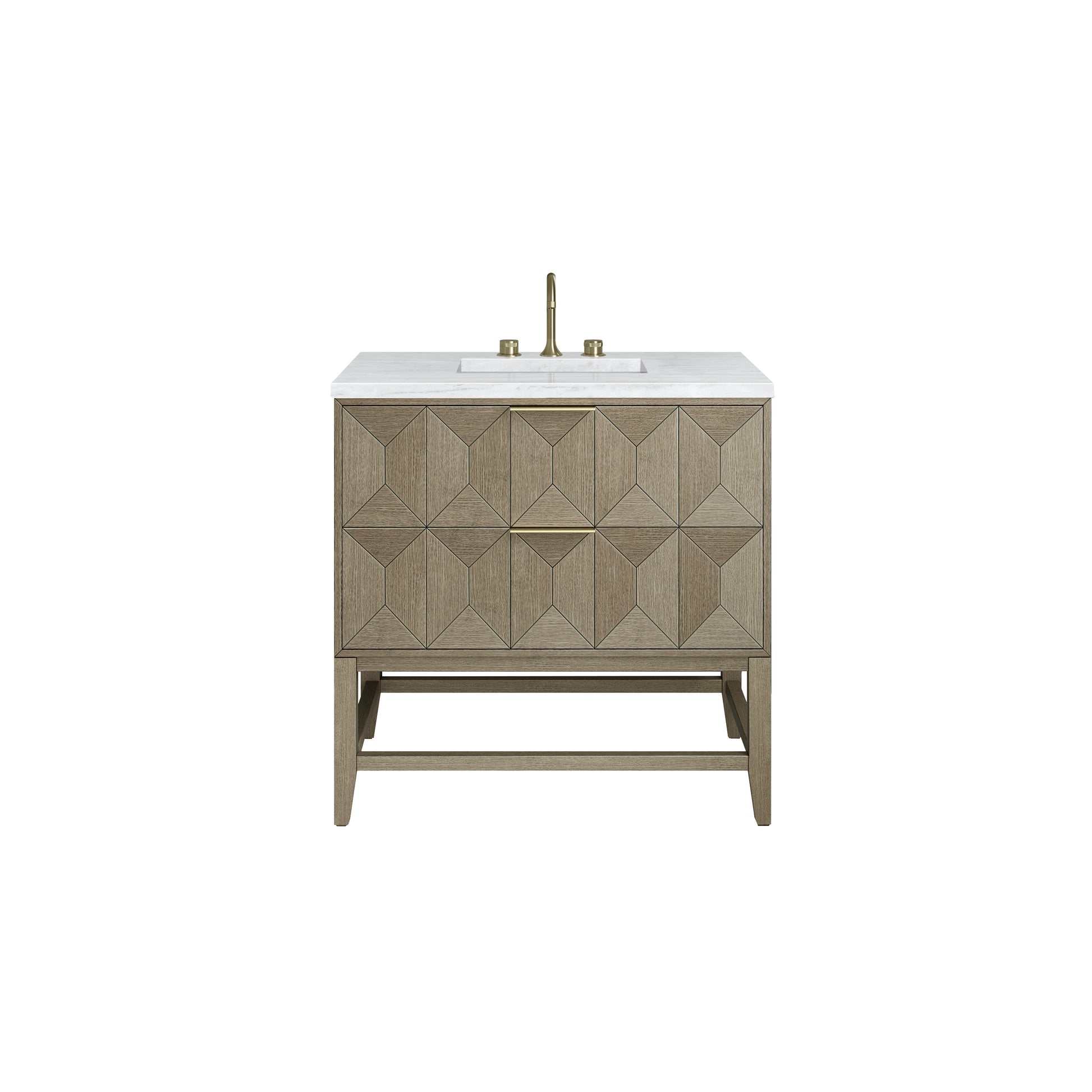 Emmeline 36" Single Vanity, Pebble Oak w/ 3CM Arctic Fall Top James Martin Vanities