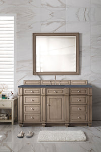 Bristol 60" Single Vanity, Whitewashed Walnut, w/ 3 CM Charcoal Soapstone Quartz Top James Martin Vanities