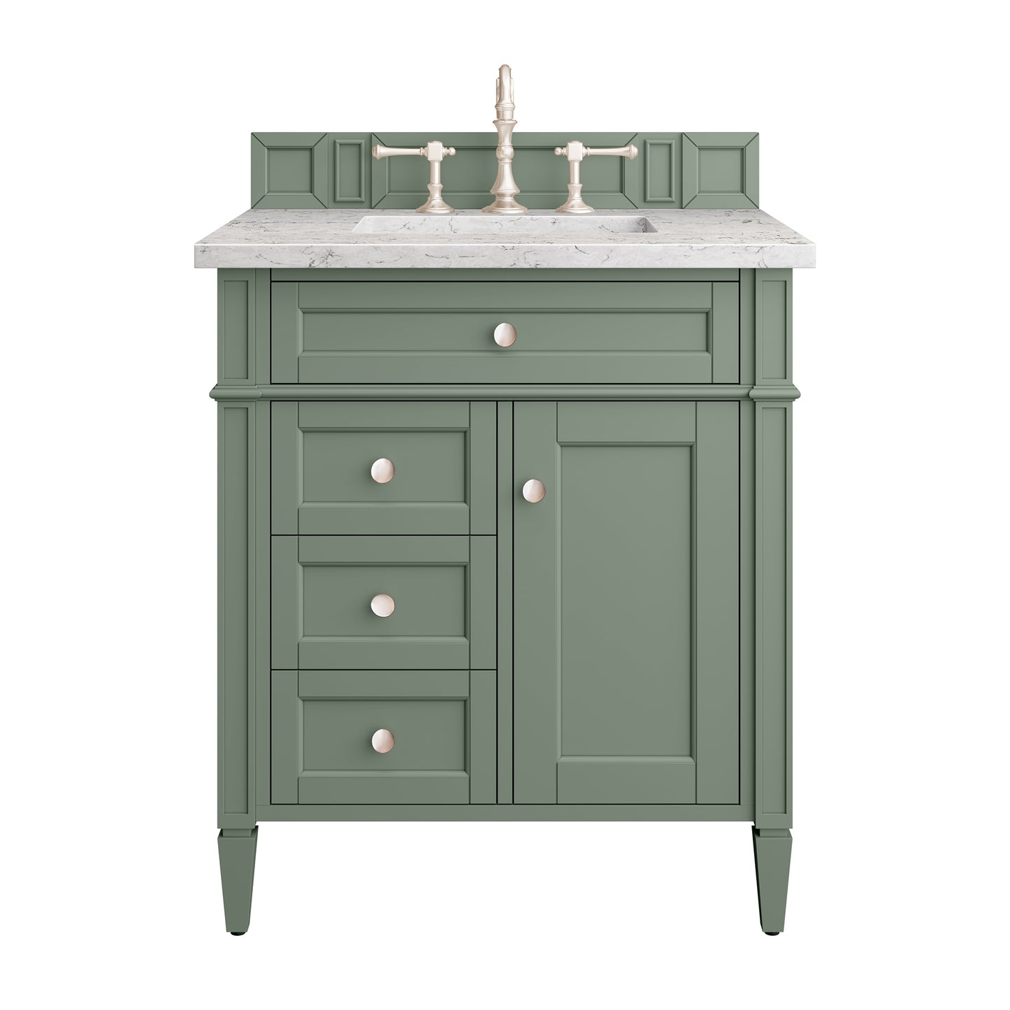 Brittany 30" Single Vanity, Smokey Celadon w/ 3CM Eternal Jasmine Pearl Top James Martin Vanities