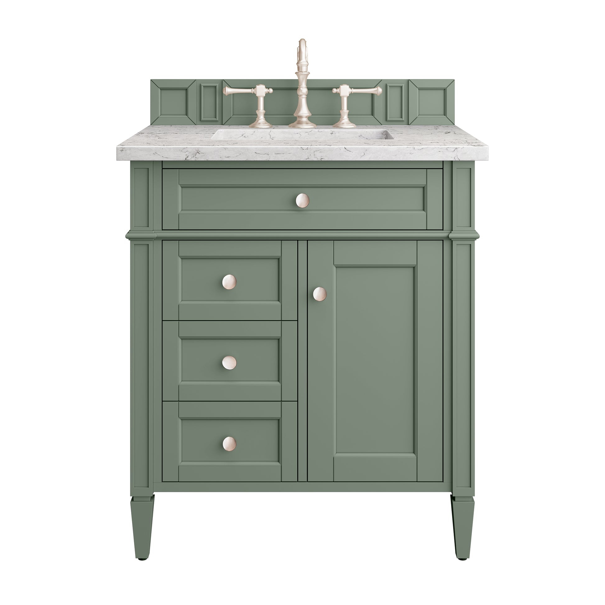 Brittany 30" Single Vanity, Smokey Celadon w/ 3CM Eternal Jasmine Pearl Top James Martin Vanities