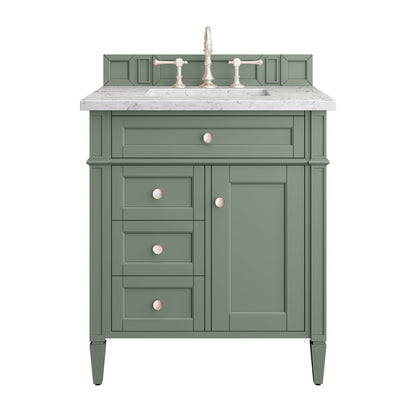 Brittany 30" Single Vanity, Smokey Celadon w/ 3CM Eternal Jasmine Pearl Top James Martin Vanities