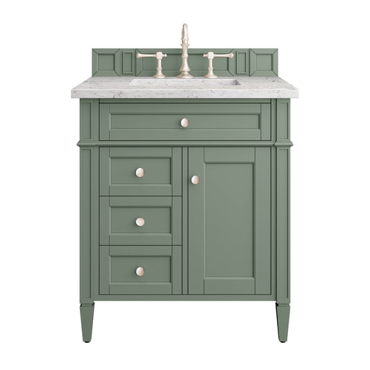 Brittany 30" Single Vanity, Smokey Celadon w/ 3CM Eternal Jasmine Pearl Top James Martin Vanities