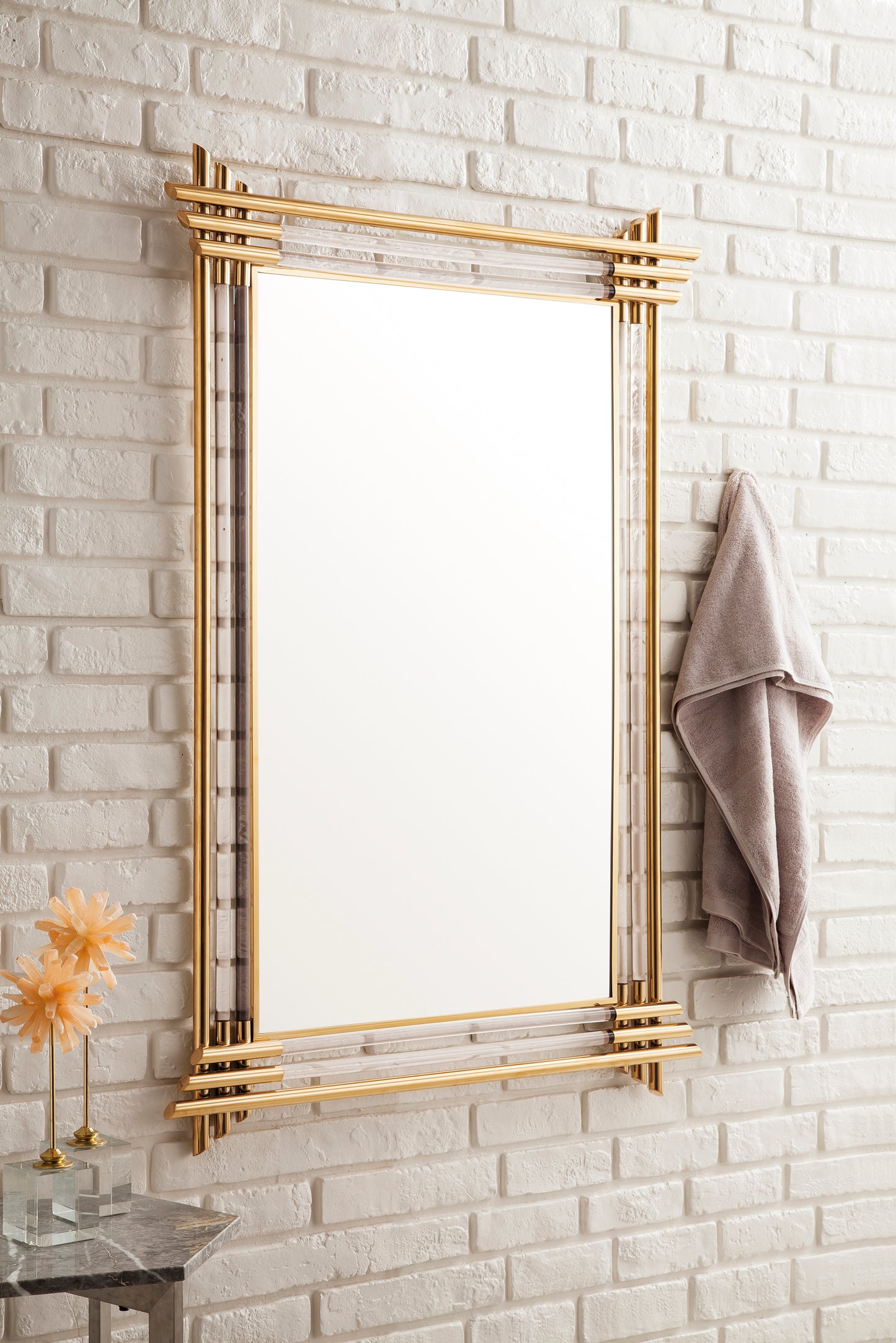 Sarasota 35.4" Mirror, Polished Gold and Lucite James Martin Vanities