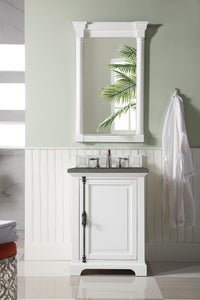 Providence 26" Single Vanity Cabinet, Bright White, w/ 3 CM Grey Expo Quartz Top James Martin Vanities