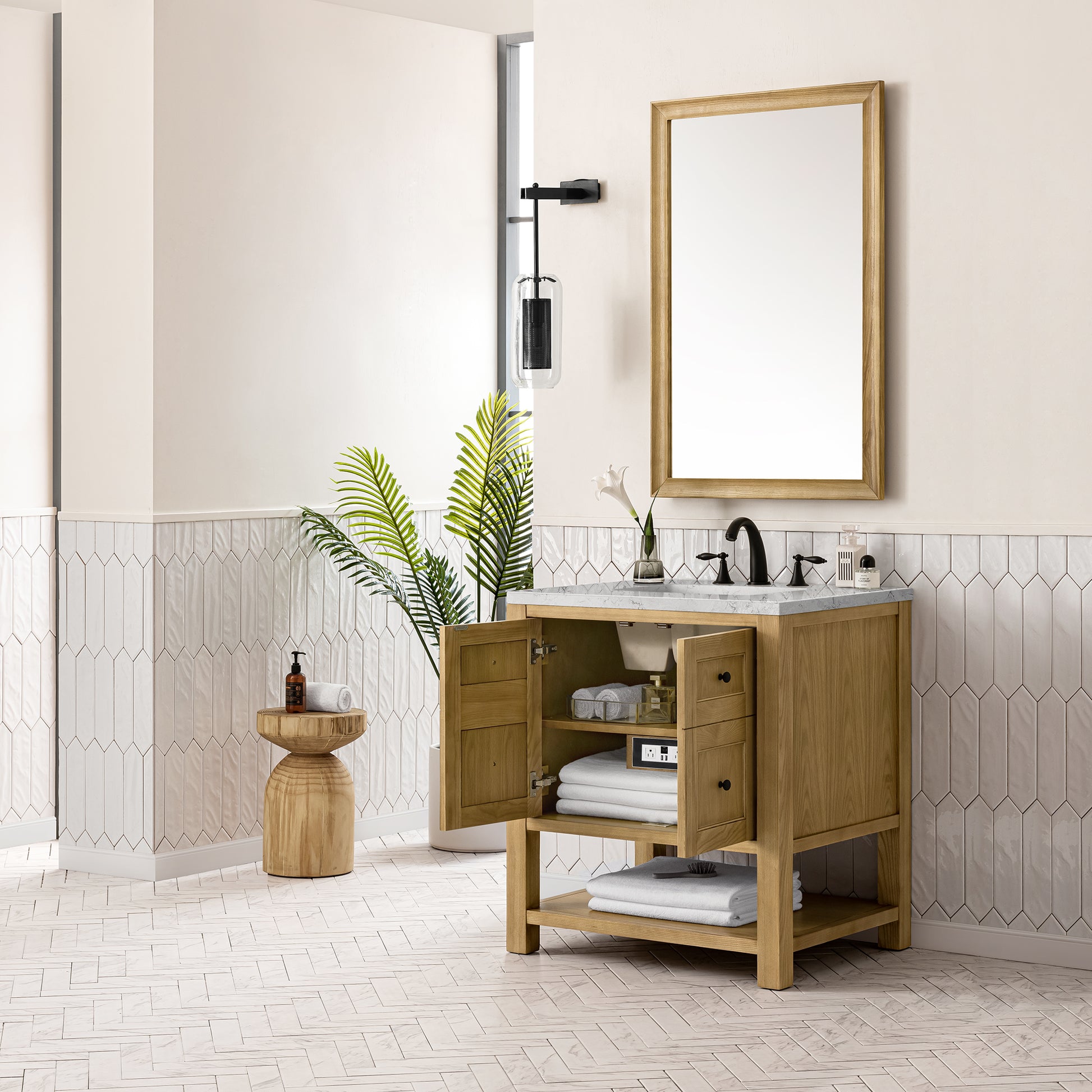 Breckenridge 30" Single Vanity, Light Natural Oak w/ 3CM Eternal Jasmine Pearl Top James Martin Vanities