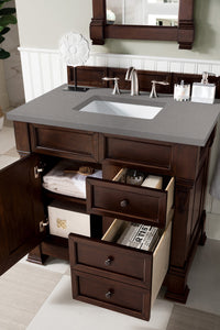 Bathroom Vanities Outlet Atlanta Renovate for LessBrookfield 36" Single Vanity, Burnished Mahogany w/ 3 CM Grey Expo Quartz Top