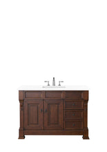 Load image into Gallery viewer, Brookfield 48&quot; Single Vanity, Warm Cherry w/ 3 CM White Zeus Quartz Top James Martin Vanities