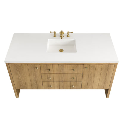 Hudson 60" Single Vanity, Light Natural Oak James Martin Vanities