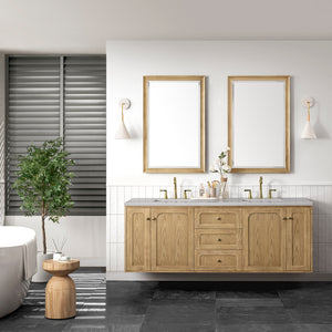 Laurent 72" Double Vanity, Light Natural Oak w/ 3CM Eternal Serena Top James Martin Vanities