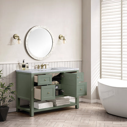 Breckenridge 48" Single Vanity, Smokey Celadon w/ 3CM Carrara Marble Top James Martin Vanities