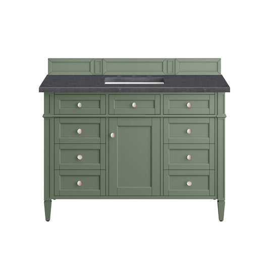 Brittany 48" Single Vanity, Smokey Celadon w/ 3CM Charcoal Soapstone Top James Martin Vanities