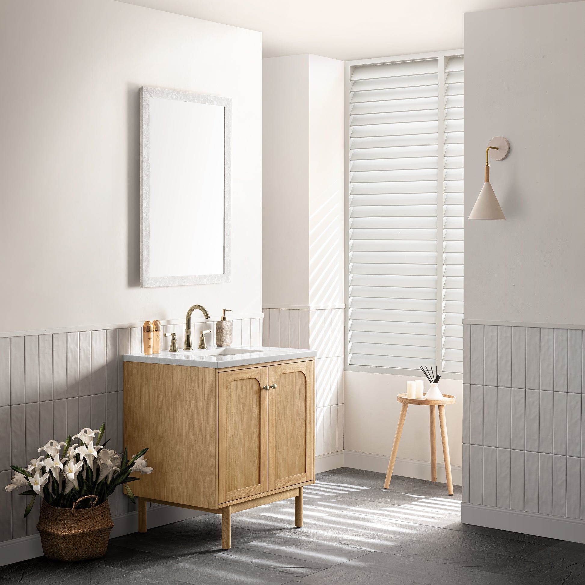 Bathroom Vanities Outlet Atlanta Renovate for LessLaurent 30" Single Vanity, Light Natural Oak w/ 3CM Arctic Fall Top