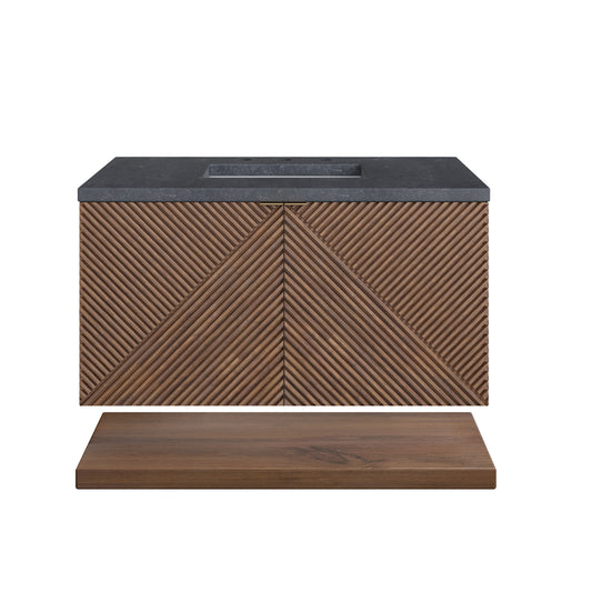 Marcello 36" Single Vanity, Chestnut w/ 3CM Charcoal Soapstone Top James Martin Vanities