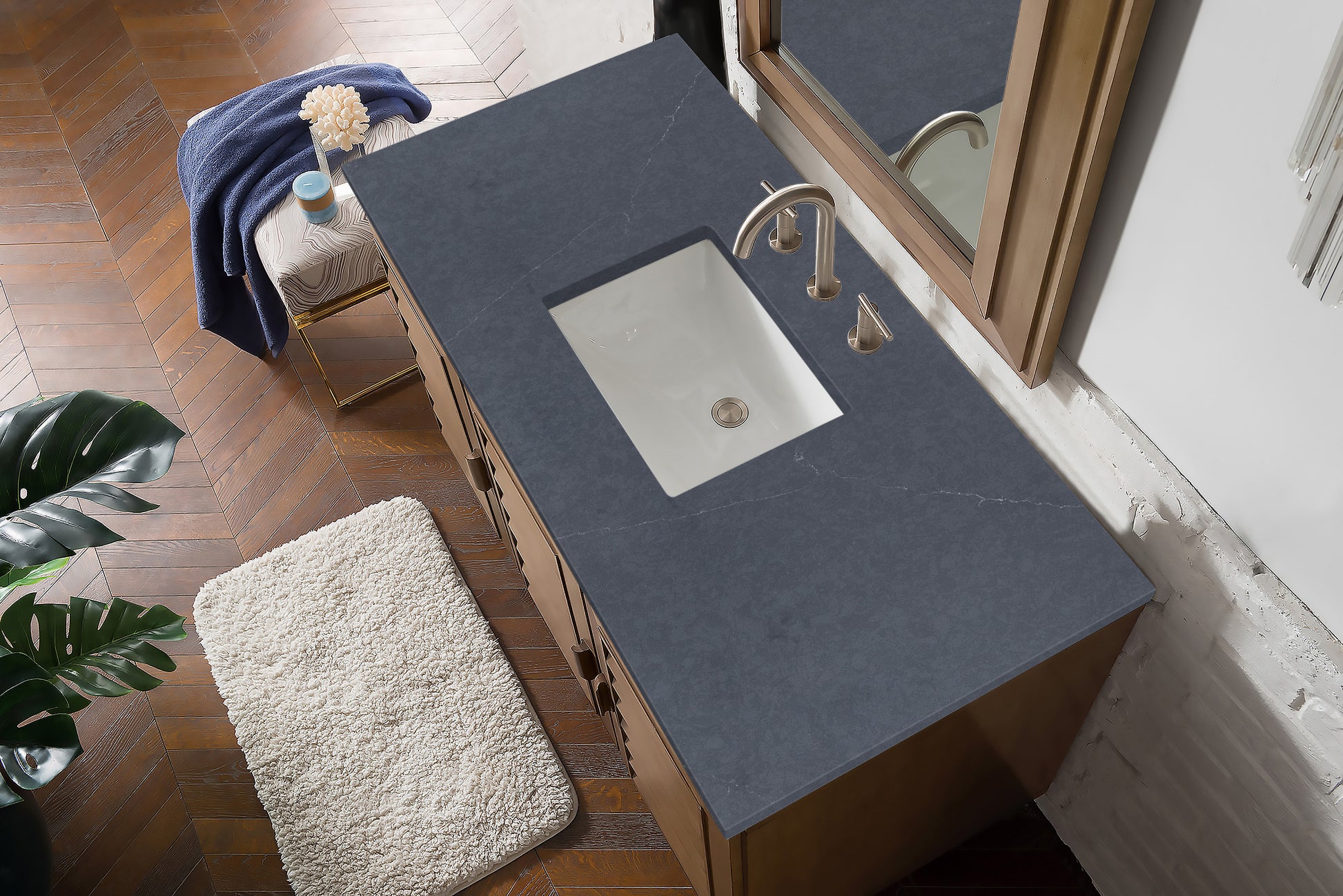 Portland 48" Single Vanity Whitewashed Walnut, w/ 3 CM Charcoal Soapstone Quartz Top James Martin Vanities