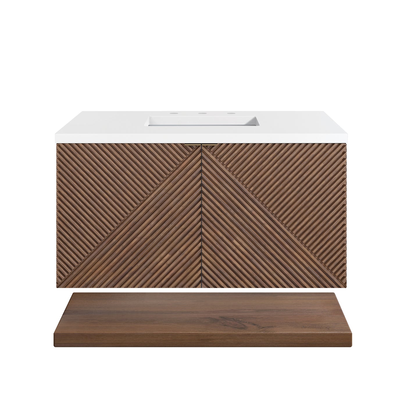 Marcello 36" Single Vanity, Chestnut w/ 3CM White Zeus Top James Martin Vanities