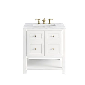 Breckenridge 30" Single Vanity, Bright White w/ 3CM Arctic Fall Top James Martin Vanities