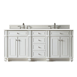 Bristol 72" Double Vanity, Bright White, w/ 3 CM White Zeus Quartz Top James Martin Vanities