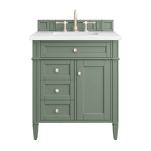 Load image into Gallery viewer, Brittany 30&quot; Single Vanity, Smokey Celadon w/ 3CM White Zeus Top James Martin Vanities