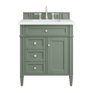 Brittany 30" Single Vanity, Smokey Celadon w/ 3CM White Zeus Top James Martin Vanities