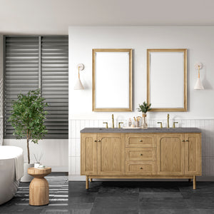 Laurent 72" Double Vanity, Light Natural Oak w/ 3CM Grey Expo Top James Martin Vanities