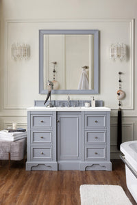 De Soto 48" Single Vanity, Silver Gray w/ 3 CM White Zeus Quartz Top James Martin Vanities