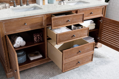 Bathroom Vanities Outlet Atlanta Renovate for LessSavannah 72" Double Vanity Cabinet, Driftwood, w/ 3 CM Eternal Jasmine Pearl Quartz Top