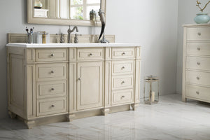 Bristol 60" Single Vanity, Vintage Vanilla, w/ 3 CM White Zeus Quartz Top James Martin Vanities