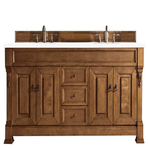 Brookfield 72" Double Vanity, Country Oak w/ 3 CM White Zeus Quartz Top James Martin Vanities