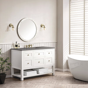 Breckenridge 48" Single Vanity, Bright White w/ 3CM Grey Expo Top James Martin Vanities