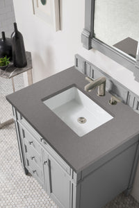 Brittany 30" Single Vanity, Urban Gray, w/ 3 CM Grey Expo Quartz Top James Martin Vanities