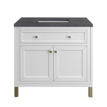 Load image into Gallery viewer, Chicago 36&quot; Single Vanity, Glossy White w/ 3CM Charcoal Soapstone Top James Martin Vanities