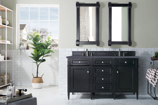 Brittany 60" Black Onyx Double Vanity w/ 3 CM Charcoal Soapstone Quartz Top James Martin Vanities