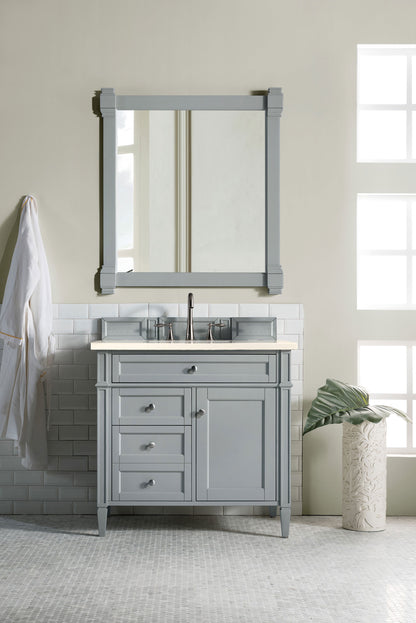 Brittany 36" Urban Gray Single Vanity w/ 3 CM Eternal Marfil Quartz Top James Martin Vanities
