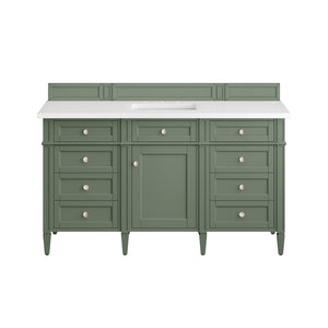 Brittany 60" Single Vanity, Smokey Celadon w/ 3CM White Zeus Top James Martin Vanities