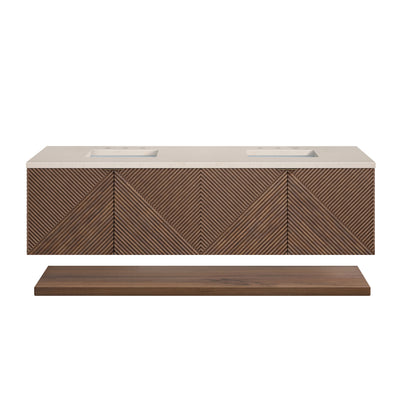 Marcello 72" Double Vanity, Chestnut w/ 3CM Eternal Marfil Top James Martin Vanities