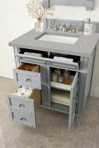 Brittany 30" Single Vanity, Urban Gray, w/ 3 CM Eternal Serena Quartz Top James Martin Vanities