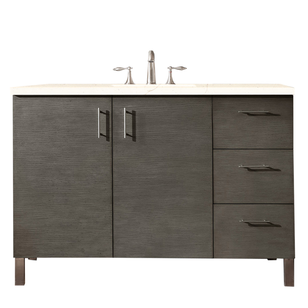 Metropolitan 48" Single Vanity, Silver Oak, w/ 3 CM Eternal Marfil Quartz Top James Martin Vanities