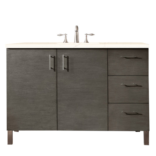 Metropolitan 48" Single Vanity, Silver Oak, w/ 3 CM Eternal Marfil Quartz Top James Martin Vanities