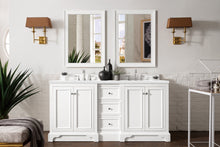 Load image into Gallery viewer, De Soto 72&quot; Double Vanity, Bright White w/ 3 CM White Zeus Quartz Top James Martin Vanities