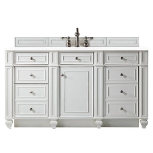 Bristol 60" Single Vanity, Bright White, w/ 3 CM White Zeus Quartz Top James Martin Vanities