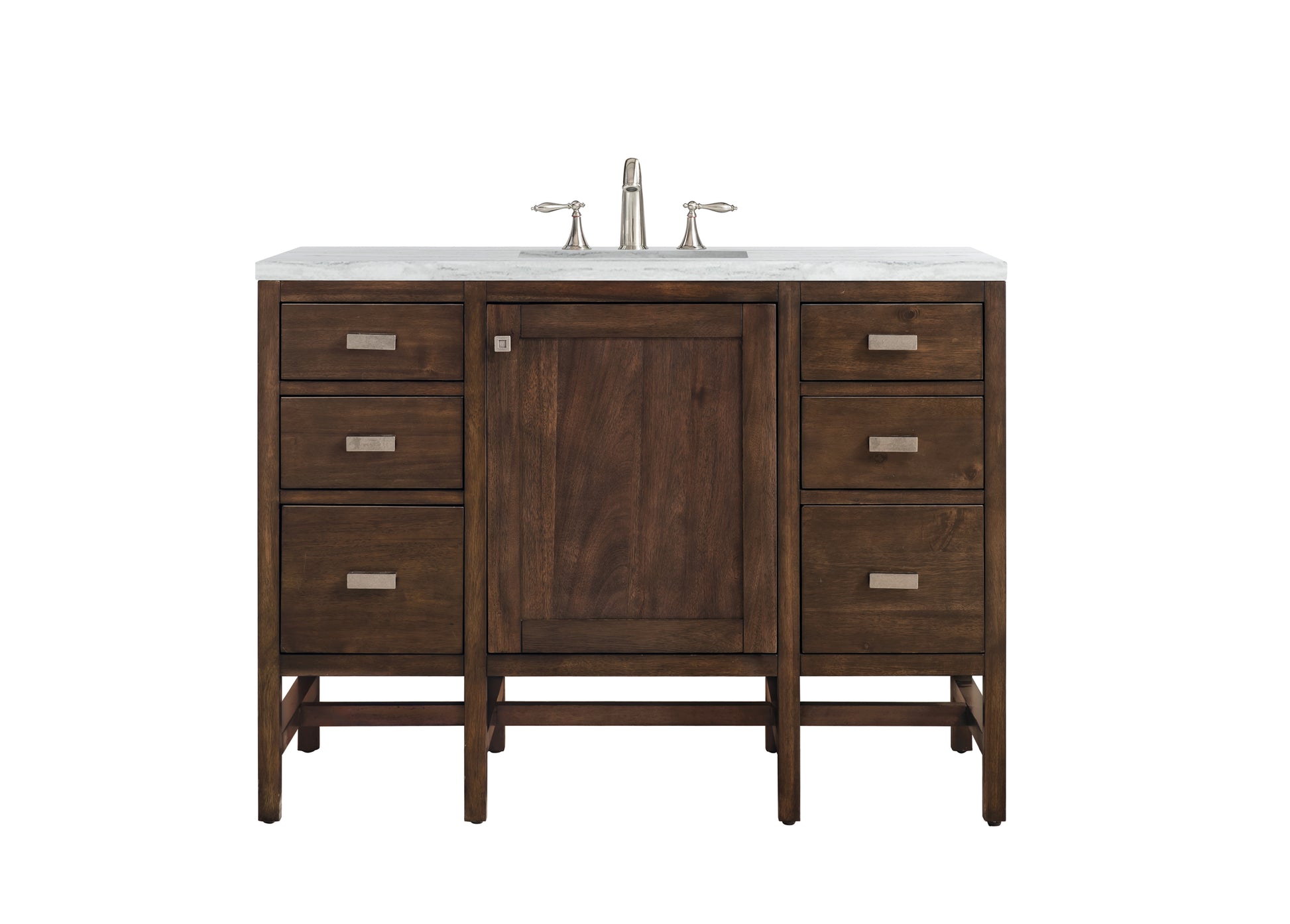 Addison 48" Single Vanity Cabinet, Mid Century Acacia, w/ 3 CM Arctic Fall Solid Surface Countertop James Martin Vanities