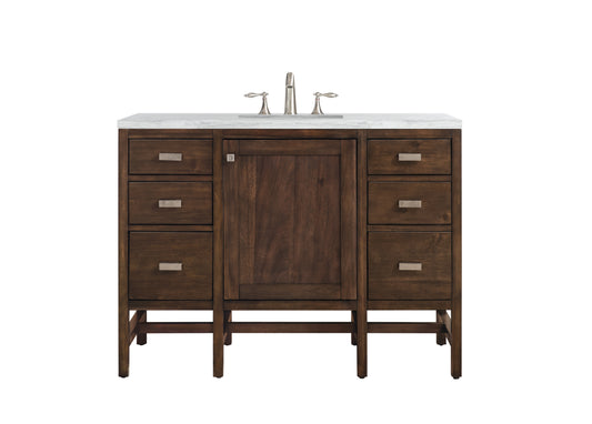 Addison 48" Single Vanity Cabinet, Mid Century Acacia, w/ 3 CM Arctic Fall Solid Surface Countertop James Martin Vanities