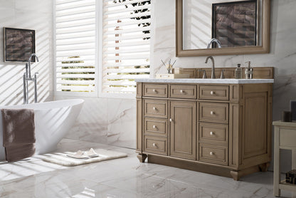 Bristol 48" Single Vanity, Whitewashed Walnut, w/ 3 CM Carrara Marble Top James Martin Vanities