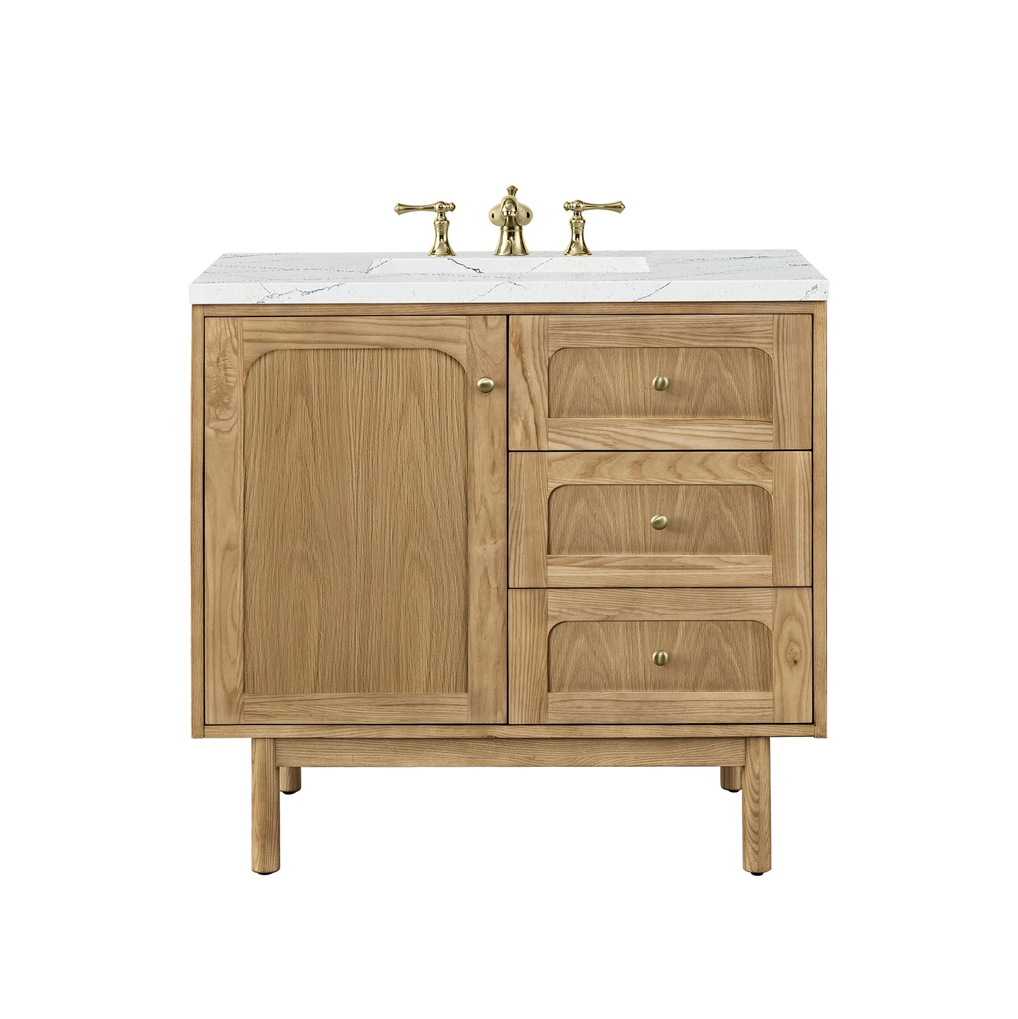 Laurent 36" Single Vanity, Light Natural Oak w/ 3CM Ethereal Noctis Top James Martin Vanities