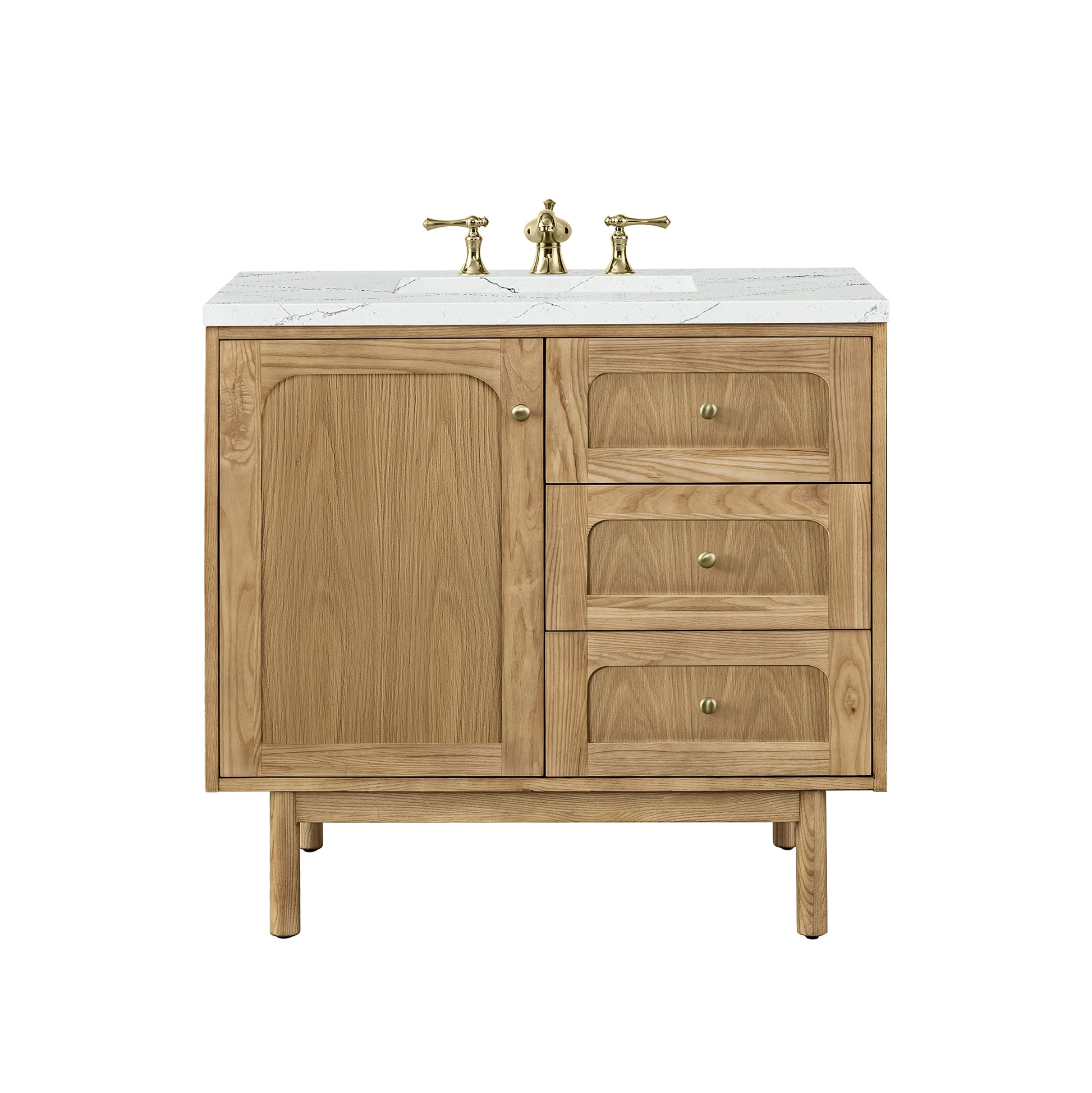 Laurent 36" Single Vanity, Light Natural Oak w/ 3CM Ethereal Noctis Top James Martin Vanities