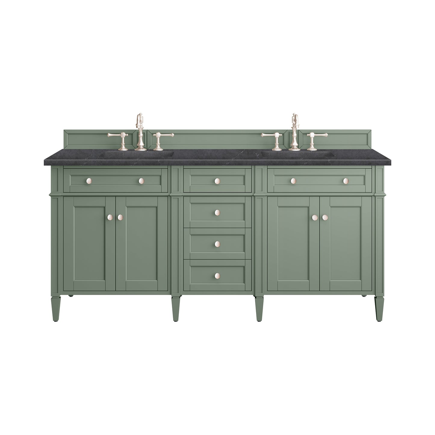 Brittany 72" Double Vanity, Smokey Celadon w/ 3CM Charcoal Soapstone Top James Martin Vanities